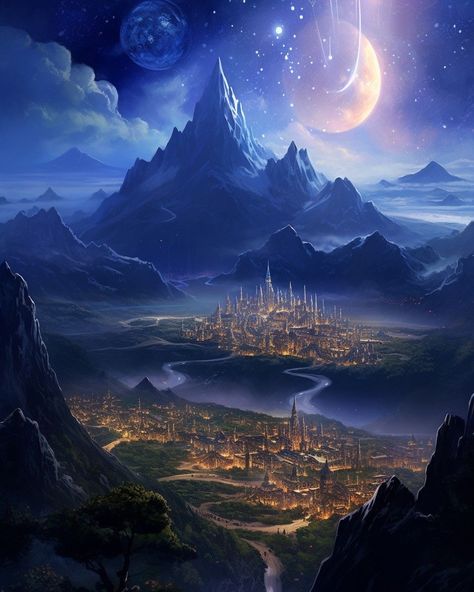 Actor Drawing, Acotar Wallpaper, Feyre Acotar, Acotar Art, Velaris City Of Starlight, City Of Stars, Mountains At Night, Acotar Series, Fantasy Rooms