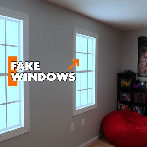 Faux Windows Basement, Double Bunk Beds, Hiding Ugly, Double Bunk, Fake Window, Basement Living, Technology Diy, Small Window Curtains, Basement Living Rooms