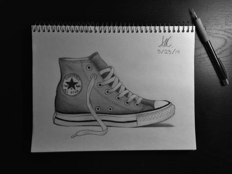 Converse shoe drawing Highcut Converse, Draw On Converse, Converse Sketch, Draw Converse, Converse Drawing On Shoes, Drawing On Shoes, Still Life Pencil Shading, Converse Drawing, Shoe Drawing