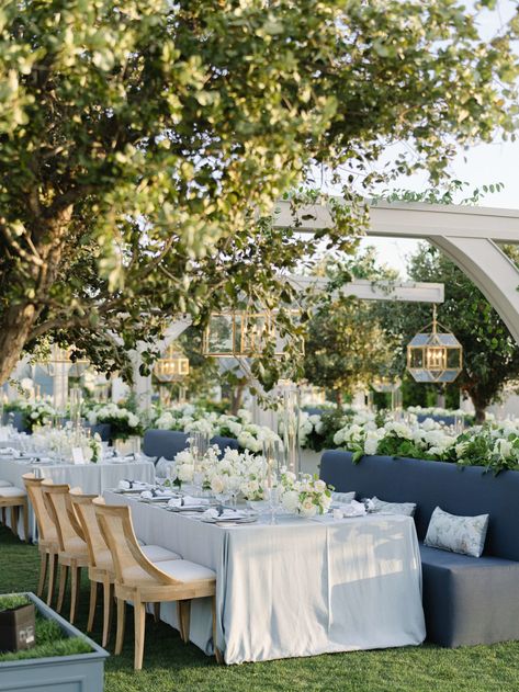 An Unforgettable California Wedding at Rosewood Miramar Beach Blue And White Outdoor Wedding, White Outdoor Wedding, Rosewood Miramar, Kt Merry, Parker Palm Springs, Reception Inspiration, Wedding Reception Inspiration, Outdoor Wedding Reception, Miramar Beach