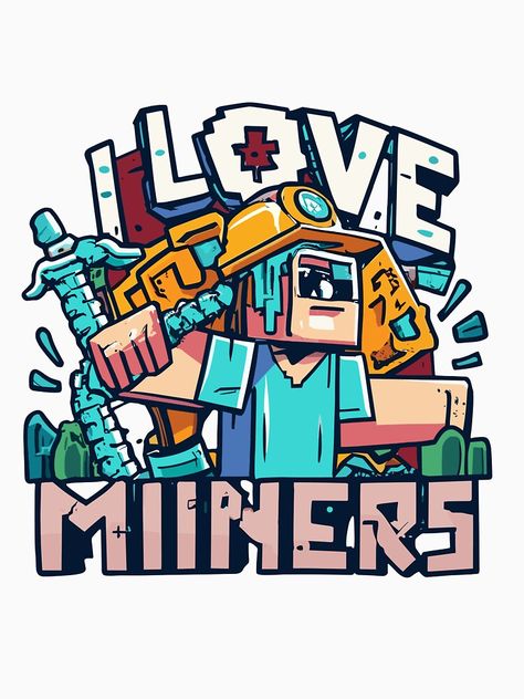 This Minecraft fan design is perfect for anyone who loves Minecraft miners and wants to show their pride. The design features a miner with a pickaxe and a proud expression on their face, symbolizing the hard work and dedication of miners everywhere. i love miners minecraft shirt Minecraft T Shirt Design, Proud Expression, Blue Beds, Minecraft Shirt, Minecraft T Shirt, Minecraft Shirts, Minecraft T, Minecraft Tshirt, Tshirt Design Inspiration