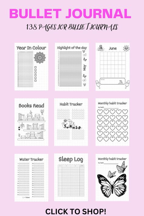 Instantly enhance your bullet journaling experience with our printable pre-made pages! Designed for convenience, creativity, and organization, these ready-to-print pages are the perfect solution for bullet journal enthusiasts. Simply download, print at home, and start customizing your journal instantly. Printable Bullet Journal Pages Free, Bullet Journal Pages Printable, Bullet Journal Outline, Free Printable Journal Pages, Premade Bullet Journal, Bullet Journal Pages, Journal Pages Printable, Planner Tracker, Printed Pages