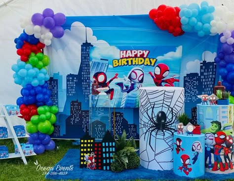 Boys Birthday Decoration, Spidie And Friends Birthday, Spin Spidey Birthday Party, Spidey Friends Birthday Party, Spidey And His Amazing Friends Photoshoot, Spidey And Friends Birthday Party Ideas, Spidey And His Amazing Friends Birthday Party Decorations, Spidey And His Amazing Friends Piñata, Spidey Birthday Party Decorations