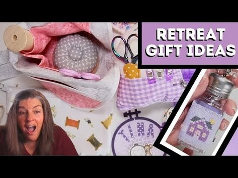 Look what special retreat gifts my friends made - YouTube Scrapbook Retreat Gifts, Sewing Party Favors, Quilt Retreat Favors, Quilt Retreat Gifts, Scrapbooking Retreats, Sewing Retreats, Craft Retreat, Retreat Gifts, Table Favors