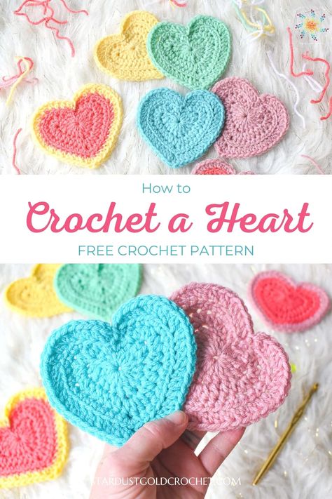 Learn to crochet a heart ❤️ Crochet Heart Pattern tutorial, with video and picture tutorial.  

#howtocrochetaheart
#crochethearttutorial
#freeheartcrochet
#freecrochetpatterns
#crochetheartpattern
#valentinesdaycrochet Crochet Hearts Easy, Crocheted Heart Pattern, Heart Shaped Crochet, How To Crochet Heart, Crochet Heart Patterns, Heart Shaped Crochet Pattern, Heart Crochet Projects, Easy Crochet Heart Pattern Free, Crochet A Heart