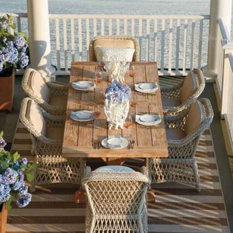 Hampton Set of Two Dining Chairs with Cushion in Ivory Finish Hamptons Dining, Patio Dining Furniture, Teak Patio Furniture, Teak Dining Table, Teak Table, Outdoor Furniture Collections, Dining Chair Cushions, Teak Outdoor, Outdoor Dining Area