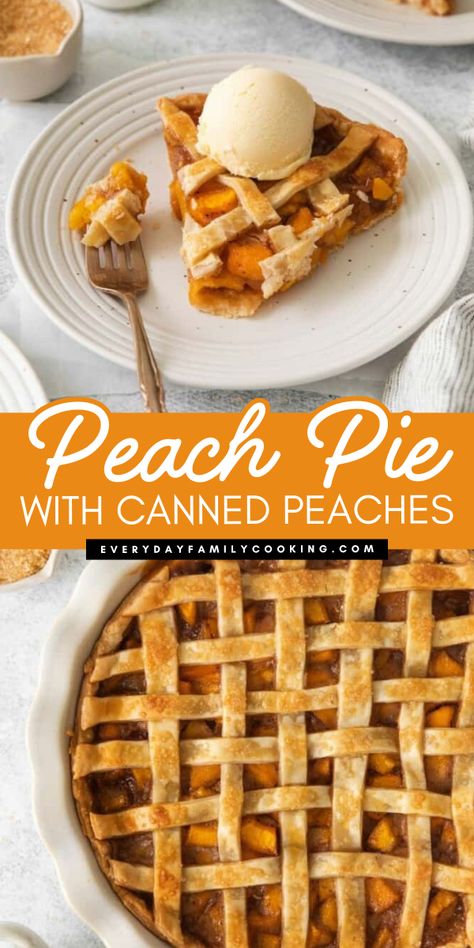 Craving for peach pie but don't have peaches at home? Canned peach is the answer! This peach pie with canned peaches recipe is easy to make and best of all, delicious! You can also use store-bought pie crust for the crust! Try this summer dessert now and see the difference! Easy Peach Pie With Canned Peaches, Peach Pie From Canned Peaches, Peach Pie Using Canned Peaches, Canned Peach Pie Recipes, Canned Peach Pie, Peach Pie Canned Peaches, Peach Pie With Canned Peaches, Canned Peach Pie Filling Recipes, Peach Pie Recipes Easy