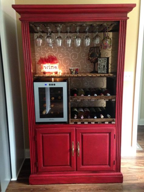 Hutch To Wine Cabinet, Armoire Into Bar, Home Coffee Bar Station, Home Bar Diy, Coffee Bar Decor Ideas, Home Coffee Bar Ideas, Cafe At Home, Wood Working Ideas, Armoire Bar