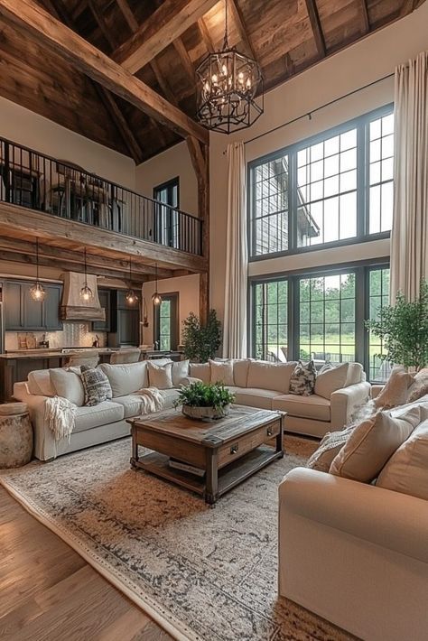 Rustic Farmhouse Interior, Stylish Living Room Ideas, Aesthetic Interior Design, Old House Interior, Modern House Interior, Modern Farmhouse Living, Dream Life House, Ranch Style Homes, Dream House Rooms