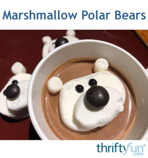 Get out your stash of marshmallows, in all three sizes, to make these cute tasty hot chocolate toppers. This is a guide about making marshmallow polar bears. Marshmallow Hot Chocolate Toppers, Hot Chocolate Toppers, Marshmallow Hot Chocolate, Chocolate Toppers, Coconut Hot Chocolate, Christmas Meals, How To Make Marshmallows, Frugal Christmas, Edible Crafts