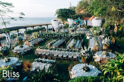 Vietnam Beach Wedding - Bình An Village Vũng Tàu - Bliss Wedding Planner Vietnam #vietnamweddingplanner #blissweddingplanner #vietnamweddingplanner #vietnamweddingdecor #weddingceremony #binhanvillagevũngtàu #gardenwedding #vietnamweddingdecoration #vietnamdestinationwedding #vietnambeachwedding Vietnam Destination Wedding, Vietnam Destinations, Vietnam Wedding, Gardens Of Babylon, Romantic Dream, Floral Table Runner, Beach Destination Wedding, Sam Smith, White Orchids