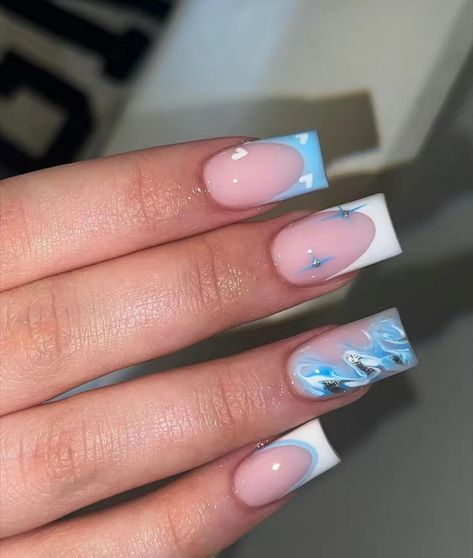 Blue Summer Nails, Ocean Nails, Baby Blue Nails, Lilac Nails, Wow Nails, Punk Nails, Girly Acrylic, Blue Acrylic Nails, Simple Gel Nails