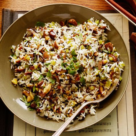 Chestnut and Wild Rice Pilaf by Amy Thielen Wild Rice Pilaf Recipe, Easy Rice Pilaf, Wild Rice Pilaf, Wild Rice Recipes, Pilaf Recipe, Rice Pilaf Recipe, Pilaf Recipes, Wild Rice Salad, Roasted Chestnuts