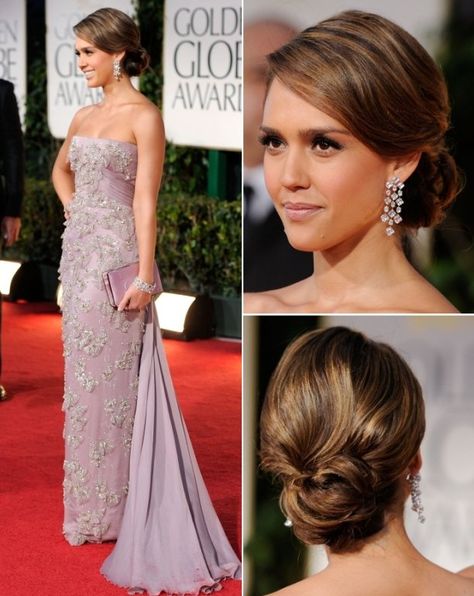 wedding hair! Jessica Alba Hair, Wedding Hair Front, Sanggul Modern, Low Chignon, Red Carpet Hair, Chignon Hair, Bridal Hair Updo, Front Hair Styles, Penteado Cabelo Curto