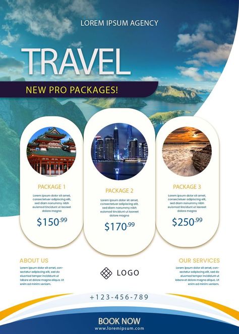 Travel Agency/Travel Packages/ Tourism Company Promotional Flyer Poster/Graphic Design by Techcreeds Travel Agency Packages, Travel Agency Poster Graphic Design, Travel Poster Design Ideas, Travel Packages Poster, Travel And Tourism Poster Design, Tour And Travel Poster, Company Poster Design, Tourism Poster Design, Tourism Flyer