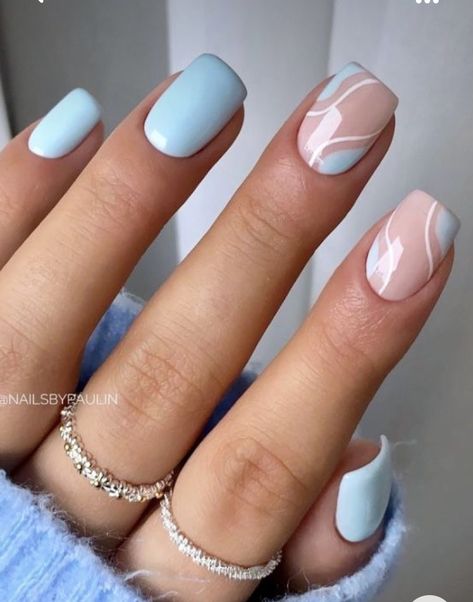 Blue Gel Nails, Baby Blue Nails, Nagel Tips, Smink Inspiration, Simple Gel Nails, Casual Nails, Blue Nail Designs, Cute Gel Nails, Blue Nail