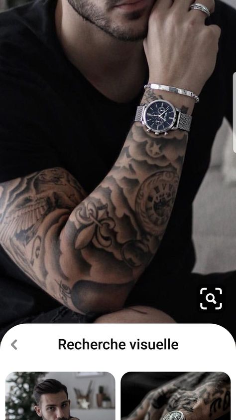 Clouds Tattoo Forearm, Shading For Tattoos Sleeve, Sleeve Tattoos Clouds, Clouds Tattoo For Men, Sky Tattoo Sleeve, Cloud Shading Tattoo, Card Tattoos For Men, Tattoo Clouds Shading, Tattoo With Clouds