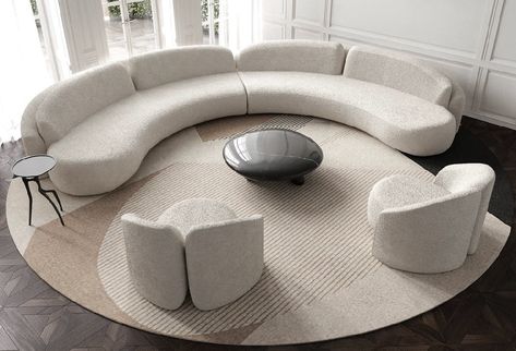 Curved Sofa Living Room, Living Room Furniture Inspiration, Round Couch, Circle Sofa, Curved Couch, Luxury Sofa Living Room, Sofa L, Sala Grande, Round Sofa