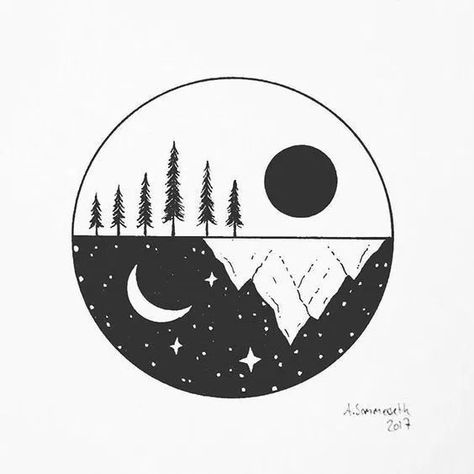 35 Cool Easy Whimsical Drawing Ideas #drawings Things to Draw Night Drawings, Art Sketches Doodles, Circle Drawing, Simple Tattoo Designs, Art Sketches Pencil, White Drawing, Nature Drawing, Sketchbook Art, Pencil Art Drawings