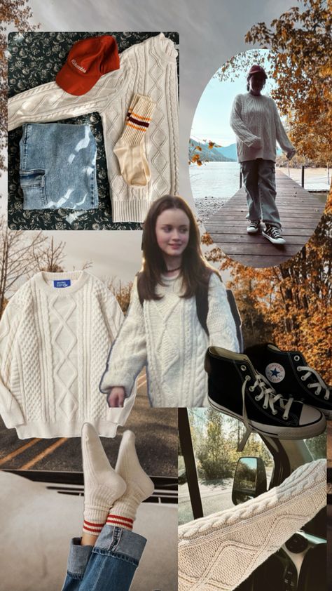 My white Rory sweater styled as a granola Gilmore girl Rory Sweater, Gilmore Girls Sweater, Gilmore Girl, Rory Gilmore, Gilmore Girls, White Sweaters, Sweater Fashion, Halloween Outfits, Granola