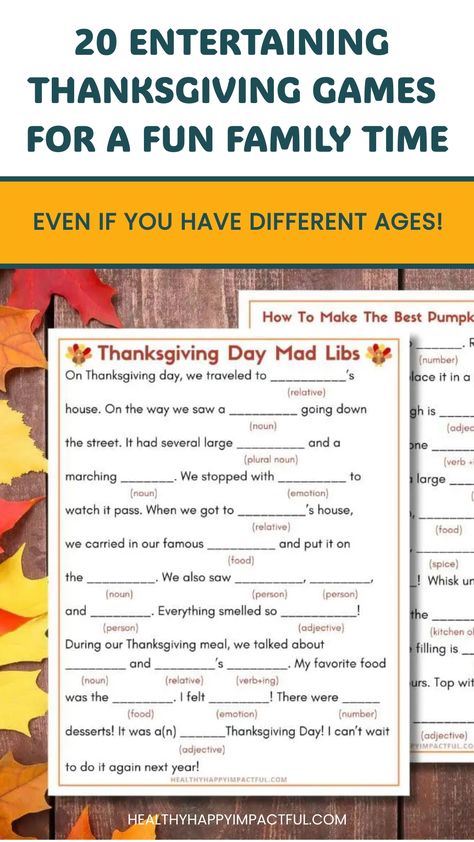 Thanksgiving-themed Mad Libs game with prompts for a fun family activity. Gobble Card Game, Thanksgiving Bingo For Adults, Fun Family Thanksgiving Game Ideas, Thanksgiving Family Feud Free Printable, Thanksgiving Activities Family, Thanksgiving Party Games Free Printable, Thanksgiving Games For Family Fun Free Printable Games, Family Games To Play At Thanksgiving, Thanksgiving Games Free