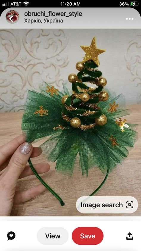 Christmas Hair Bands Diy, Crazy Christmas Hat, Diy Christmas Accessories, Christmas Headband Diy, Christmas Tree Headband, Crazy Hat, Christmas Hair Accessories, Christmas Hats, Christmas Themes Decorations