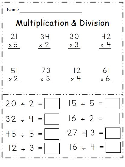 Multiplication And Division Math - Worksheet School Math Worksheets Multiplication, Worksheet Numbers, Free Multiplication Worksheets, Multiplication And Division Worksheets, Division Math, Kindergarten Math Worksheets Free, 3rd Grade Math Worksheets, Dolch Words, Math Division