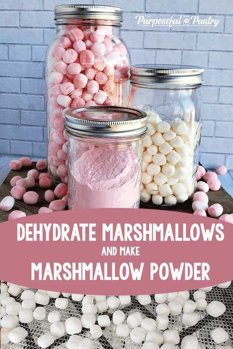 Dehydrate Marshmallows, Purposeful Pantry, Dehydrated Marshmallows, Elsa Torte, Dehydrating Food Storage, Food Dehydration, Dehydrated Foods, How To Make Marshmallows, Dehydrated Vegetables