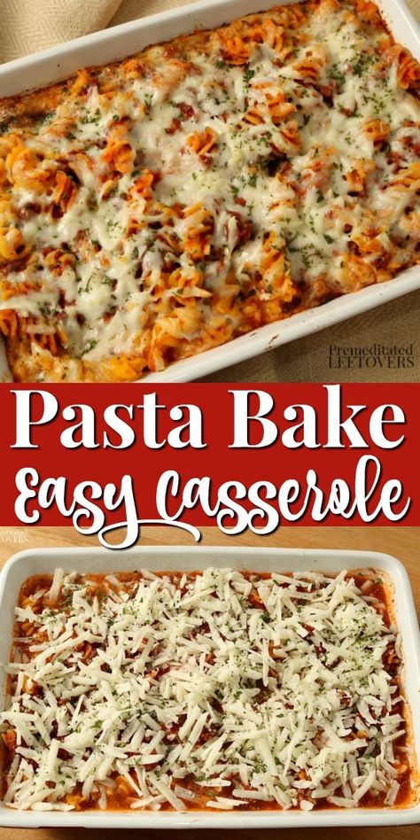 Easy Pasta Bake, Rotini Pasta Recipes, Easy Casserole Recipe, Pasta Bake Easy, Baked Pasta Dishes, Pasta Casserole Recipes, Baked Pasta Recipes, Dinner Recipes For Family, Pasta Casserole