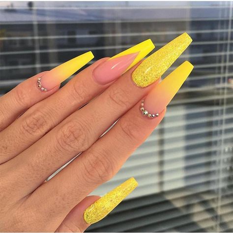 100 Bright Summer Nail Designs 2019 images 92 Acrylic Nails Yellow, Bright Summer Acrylic Nails, Bright Summer Nails Designs, Yellow Nail Art, Yellow Nails Design, Yellow Nail, Ombre Acrylic Nails, Her Nails, Long Acrylic Nails Coffin