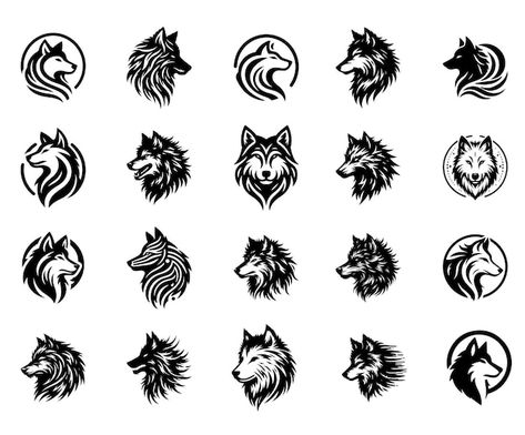 Vector vector silhouettes of wolf set | Premium Vector #Freepik #vector Wolf Tattoo Meaning, Wolf Tattoo Ideas, Wolf Png, Wolf Graphic, Tiny Quotes, Wolf Silhouette, Mythical Creatures Fantasy, Vector Silhouette, Silhouette Illustration