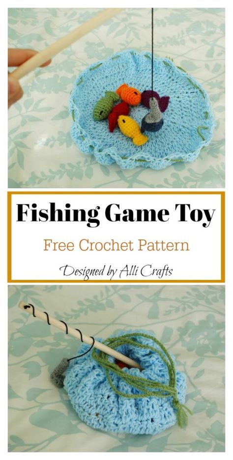 Fishing Game Kid's Toy Free Crochet Pattern Crochet Playset, Crochet Games, Crochet Mittens Pattern, Crochet Game, Crochet Phone Cases, Crochet Fish, Crochet Baby Toys, Crochet Mittens, Haken Baby