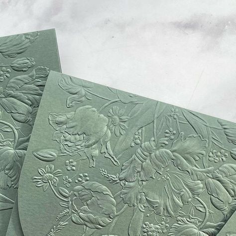 Southern Fried Paper on Instagram: "Fall on our minds… #fallerdding #fallinvitation #embossing #embossedinvitation #embossedpaper" Embossed Packaging, Embossed Invitations, Blind Emboss, Embossed Wedding Invitations, Rustic Table Setting, Card Embossing, Green Invitations, Autumn Invitations, Christmas Flower Arrangements