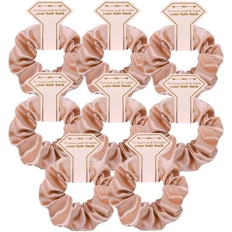 PRICES MAY VARY. 💕This bulk pack includes 8pcs hair ties gift for the bridesmaid. Perfect as bachelorette party favors or bridesmaid gifts! 💕Every elastic scrunchy Hair tie comes packaged with a diamond shaped card-to have and to hold Your Hair Back, giving you that chic decor look you're looking for, and thus immerse guests in Wedding party 💕Bridesmaid hair ties make of a great satin fabric with good texture, durable, soft and stretchable enough to easily wear on and off. 💕These hair ties c Bridesmaid Gift Card, Bridesmaid Socks, Wedding Party Bridesmaid, Champagne Rose, Champagne Party, Gift For Wedding, Bridesmaid Proposal Gifts, Wedding Gifts For Bridesmaids, Wedding Parties