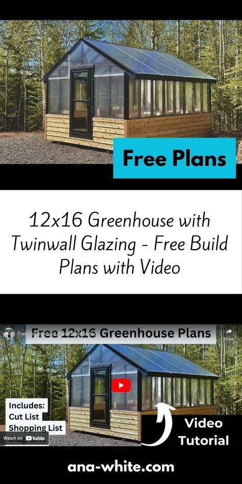 Greenhouse Building Plans, Greenhouse Plans Diy, Wood Greenhouse Plans, Build Your Own Greenhouse, Greenhouse Shed Combo, Diy Greenhouse Plans, Outdoor Greenhouse, Large Greenhouse, Planter Project