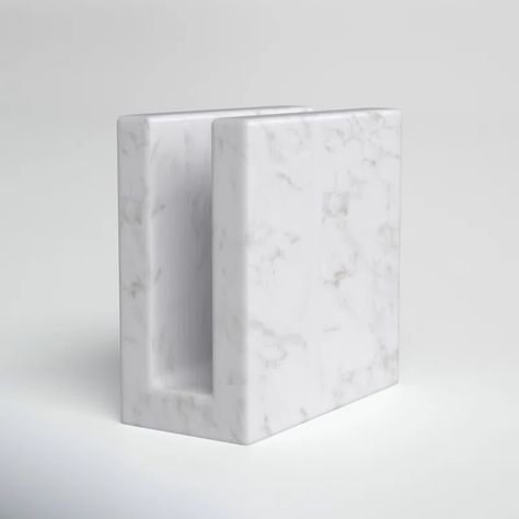 Features Product Type Napkin Holder Material Marble Color White/Gray Napkins Included No Supplier Intended and Approved Use Residential Use Dimensions Overall 5'' H X 2.5'' W X 5'' D Overall Product Weight 4.6 lb. White Napkins, Paper Towel Holder, Marble Colors, Marble Design, Dining Decor, Napkin Holder, Joss And Main, White Marble, All Modern