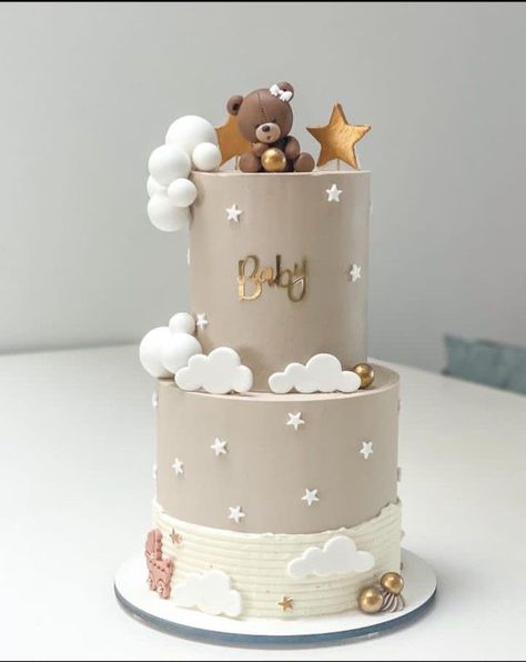 Gender Reveal Bear Cake, Cloud Cake Ideas, Bear Baby Shower Theme Girl, Bear Baby Shower Theme Decoration, Teddy Bear Cake Ideas, Bear Gender Reveal Cake, Teddy Bear Birthday Cake, Teddy Bear Baby Shower Decorations, Baby Shower Cakes Neutral