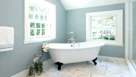 Elegant Grayish Blue and White Room Colors, Modern Interior Design Trends Aqua Bathroom Decor, Yarmouth Blue, Popular Bathroom Colors, Blue Green Bathrooms, Soothing Paint Colors, Bathroom Wall Colors, Light Blue Bathroom, Blue Gray Bedroom, Grey Bathrooms Designs