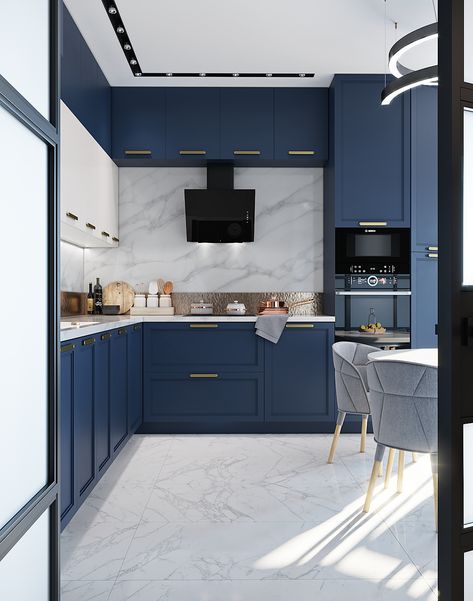 Petrol Blue Kitchen Cabinets, Petrol Blue Kitchen, Blue Kitchen Designs, Kitchen Colour Combination, Kitchen Colour, Navy Kitchen, Kitchen Layouts, Modern Kitchen Cabinet Design, Modern Kitchen Interiors