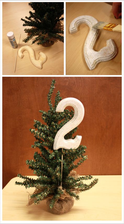 Diy Pine Tree, Christmas Wedding Centerpieces, Winter Wedding Table, New Years Wedding, Winter Decorations Diy, New Years Eve Weddings, Winter Wedding Decorations, Wedding Numbers, Tree Table