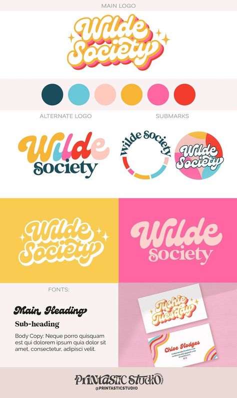 Boho Retro Logo Bohemian 60s 70s Branding Kit Text Logo - Etsy | Branding kit, Premade logo design, Brand palette 70s Branding, Premade Logo Templates, Social Media Kit, Modern Hippie, Blog Header, Brand Color Palette, Logo Vintage, Boho Retro, Premade Logo Design