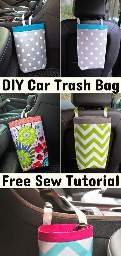 DIY Car Trash Bag Tutorial Car Trash Bag Diy, Car Organization Diy, Bag Sewing Tutorial, Sewing Tutorials Bags, Tutorial Sewing, Car Accessories Diy, Car Trash Bag, Diy Sewing Tutorials, Long Car Rides