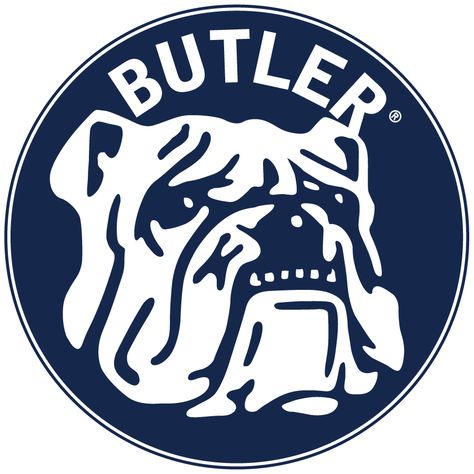 Butler Bulldogs Logo Primary Logo (1969-1985) - Rough drawing of bulldog head in circle with radial arched BUTLER. Years of use are estimates. SportsLogos.Net Rough Drawing, Bulldogs Logo, Butler Bulldogs, Virtual Museum, Sports Logos, Sports Logo, Social Media Graphics, On Display, Team Logo