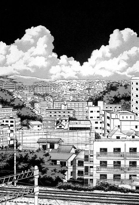 Japan Anime City, Cityscape Drawing, Sky Anime, Anime City, Geometric Design Art, Landscape Concept, Background Drawing, Food Kids, Architecture Painting