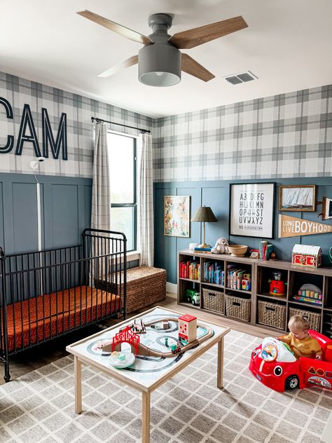 Ulu Plaid Roll curated on LTK Plaid Wallpaper Boys Room, Young Boy Room Ideas, Rorys Bedroom, Little Boy Room Ideas Toddlers, Big Boy Rooms, Boys Playroom Ideas, Toddler Boy Bedroom Ideas, Boys Bedroom Wallpaper, Shared Boys Rooms