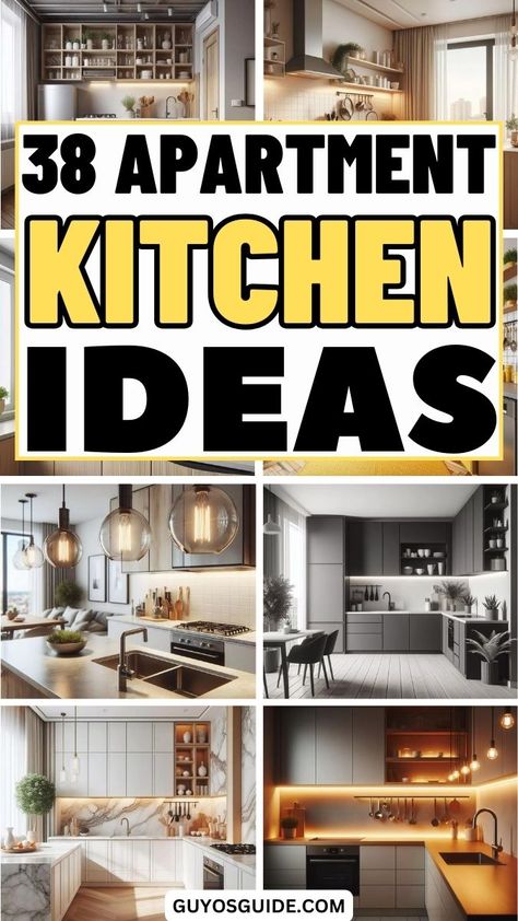 38 Apartment kitchen ideas Trendy Small Kitchens, Minimalist Functional Kitchen, Mens Kitchen Ideas Apartment, Kitchen Feng Shui Layout, Studio Apartment Kitchen Layout, Small Kitchen Makeover On A Budget, Compact Kitchen Island, Compact Kitchen Ideas, Small Kitchen Layout Ideas