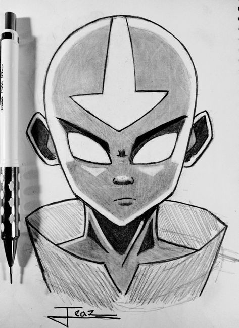 Avatar Aang fanart Drawing Avatar The Last Airbender, Avatar The Last Airbender Drawings Easy, Avatar Easy Drawing, Avatar Aang Drawing, Avatar The Last Airbender Sketch, Cool Anime Sketches, Aang Sketch, Appa Drawing, Avatar The Last Airbender Drawings