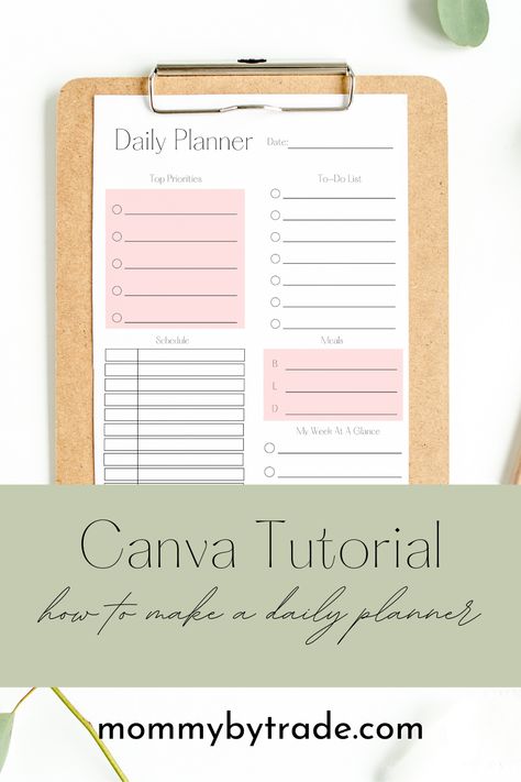 In this tutorial I show you how to make a Daily Planner for FREE using Canva! It's easy and super customizable. It's also perfect for women, men, and kids! #canvatutorials #diyplanner #momlife #printableplanner #freeplanner #printables #freeprintables #canva #organizationanddiy How To Make Planners In Canva, How To Make Printables Using Canva, Canva Planner Template Free, How To Create A Calendar In Canva, How To Create A Journal In Canva, Canva Tutorials, Make A Flyer, Daily Planner Inserts, Using Canva