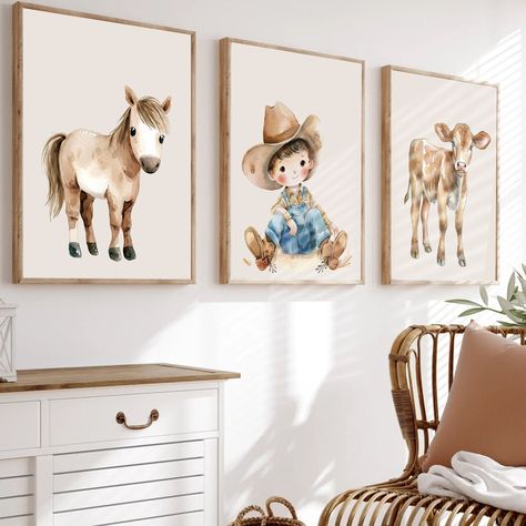 Western Nursery Decor, Baby Boy Wall Art, Baby Boy Cowboy, Cowboy Artwork, Cowboy Room, Cowboy Nursery, Western Nursery, Nursery Accent Wall, Room Decor Farmhouse