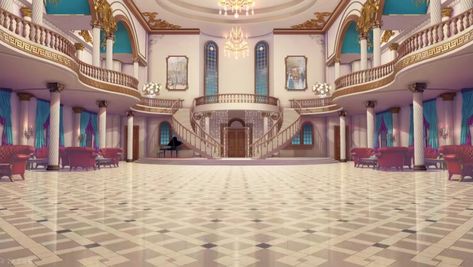 Palace Ballroom, Ballet Room, Game Level Design, Anime House, Castle Background, Anime Places, Episode Backgrounds, Hall Interior, Scenery Background